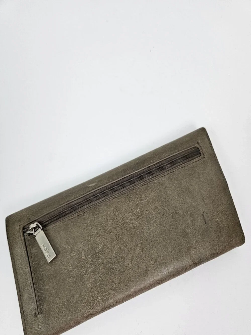 HOBO The Original Sadie Trifold Mushroom/Taupe Leather Wallet